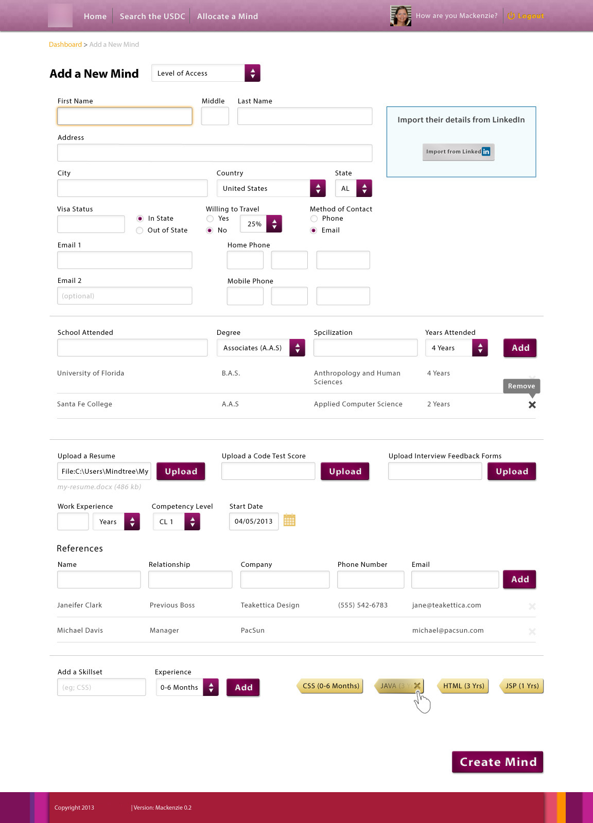 Adding a New Mindtree Mind